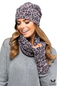 COLUMBIA-komplet czapka z kominem różowy