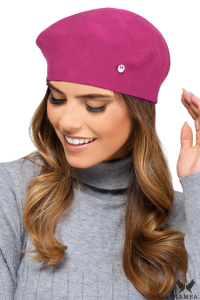 NASHVILLE beret damski  podwójny  z wiskozy kolor fuksja