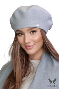 AFRAH gładki beret damski kolor szary