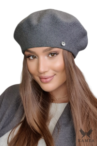 AFRAH gładki beret damski kolor grafitowy