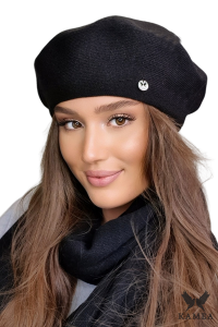 AFRAH gładki beret damski kolor czarny