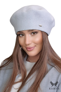 ARKADIA beret damski w pepitkę kolor szary