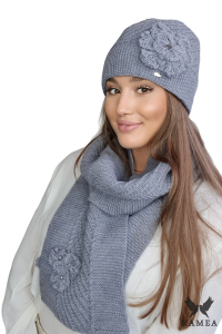 EMMA-KOMPLET damski zimowy zdobiony kolor szary