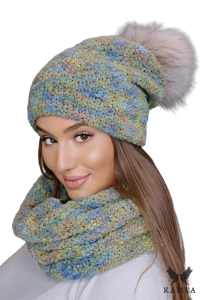 FAZILA czapka damska baby alpaca kolor mix mięta