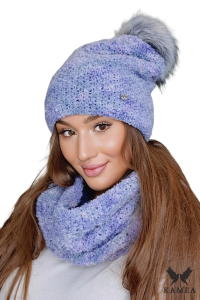 FAZILA-KOMPLET damski wełna baby alpaca kolor mix fiolet