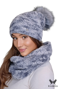 FAZILA-KOMPLET damski wełna baby alpaca kolor szary