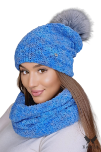 FAZILA-KOMPLET damski wełna baby alpaca kolor mix niebieski