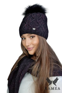 FREZJA-KOMPLET damski zimowy merino wool kolor czarny multi