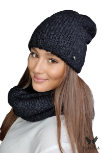 LAMIA-KOMPLET damski zimowy kolor czarny melanż