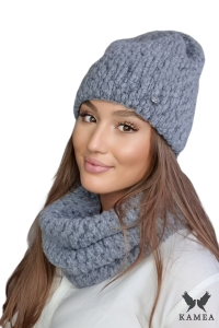 LAMIA-KOMPLET damski zimowy kolor szary melanż