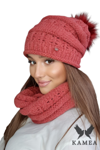 LIANA KOMPLET damski zimowy kolor koralowy