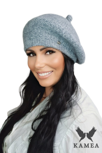 OFELIA – szary beret damski zimowy elegancki i ciepły beret KAMEA