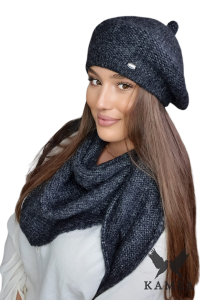 OFELIA – grafitowy beret damski zimowy elegancki i ciepły beret KAMEA