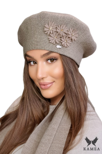 TALA beret damski w kolorze ciemno-beżowym