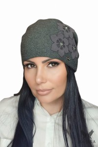 TEONA czapka damska w kolorze grafitowym