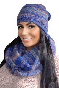 KALI komplet czapka z kominem  kolor niebieski