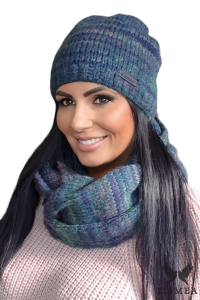 KALI komplet czapka z kominem  kolor zielony