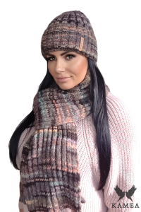 HERA komplet czapka z szalikiem  kolor brązowy
