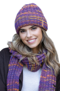 HERA komplet czapka z szalikiem  kolor fioletowy