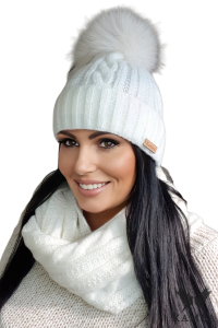 NICKY komplet czapka z kominem  kolor ekru