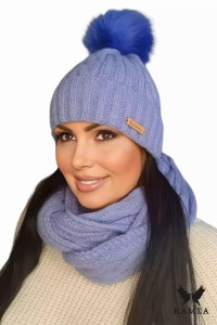 NICKY komplet czapka z kominem  kolor niebieski
