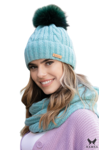 NICKY komplet czapka z kominem  kolor turkusowy