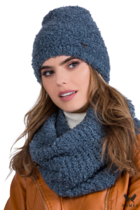 NIMFA komplet bukla czapka z kominem  kolor jeans