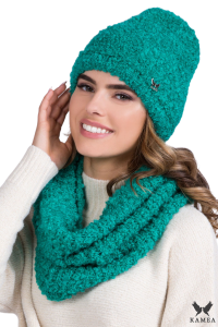 NIMFA komplet bukla czapka z kominem  kolor turkusowy