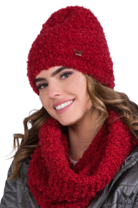 NIMFA komplet bukla czapka z kominem  kolor czerwony