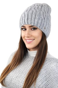 GIZMA puszysta zimowa czapka na polarze kolor szary