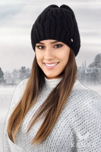 GIZMA puszysta zimowa czapka na polarze kolor czarny