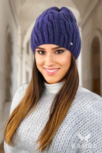 GIZMA puszysta zimowa czapka na polarze kolor granatowy