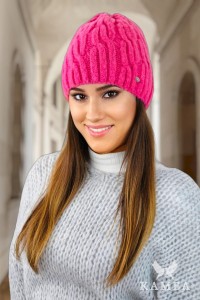 GIZMA puszysta zimowa czapka na polarze kolor fuksja