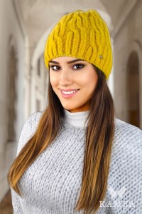 GIZMA puszysta zimowa czapka na polarze kolor oliwkowy