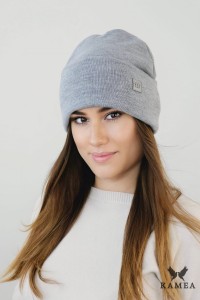 SALLY czapka beanie zimowa czapka uniwersalna kolor szary