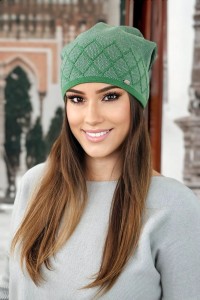 RUTA antyalergiczna czapka pepita w romby kolor zielony