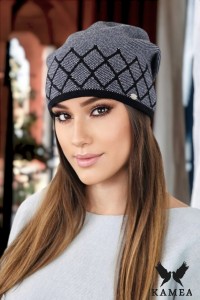 RUTA antyalergiczna czapka pepita w romby kolor czarny