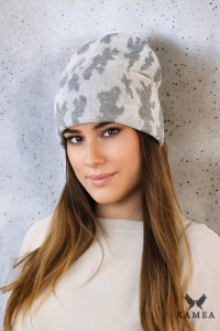 VENTURA zimowa  czapka moro beanie  kolor biały