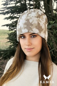 VENTURA zimowa  czapka moro beanie  kolor ekru