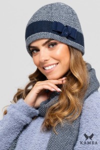 KATALONIA-czapka damska zimowa kolor granatowy
