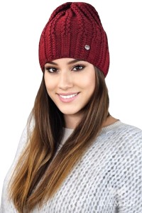 FILONA czapka damska kolor bordowy