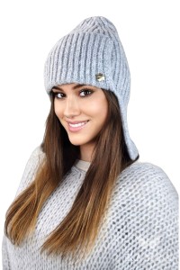 AMETYST uszanka czapka zimowa kolor szary