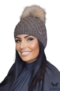 SHAKTI czapka damska kolor brązowy