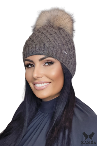 SHAKTI czapka damska kolor brązowy