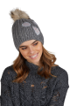 BOŻENA czapka damska zimowa z pomponem kolor szary