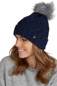 ISMENA czapka damska zimowa z pomponem kolor granatowy