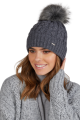 CAPRI czapka damska zimowa z pomponem kolor grafitowy