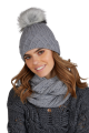 MESSINA damska czapka zimowa z pomponem kolor szary