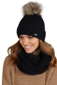 MESSINA damska czapka zimowa z pomponem kolor czarny