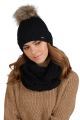 MESSINA damska czapka zimowa z pomponem kolor czarny